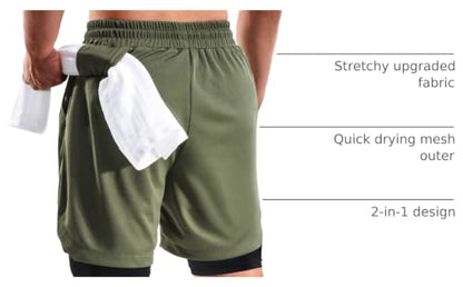 Men's 2-In-1 7 Inch Workout Shorts