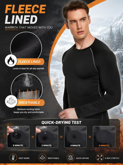 Men's Fleece Lined Thermal Compression Shirt