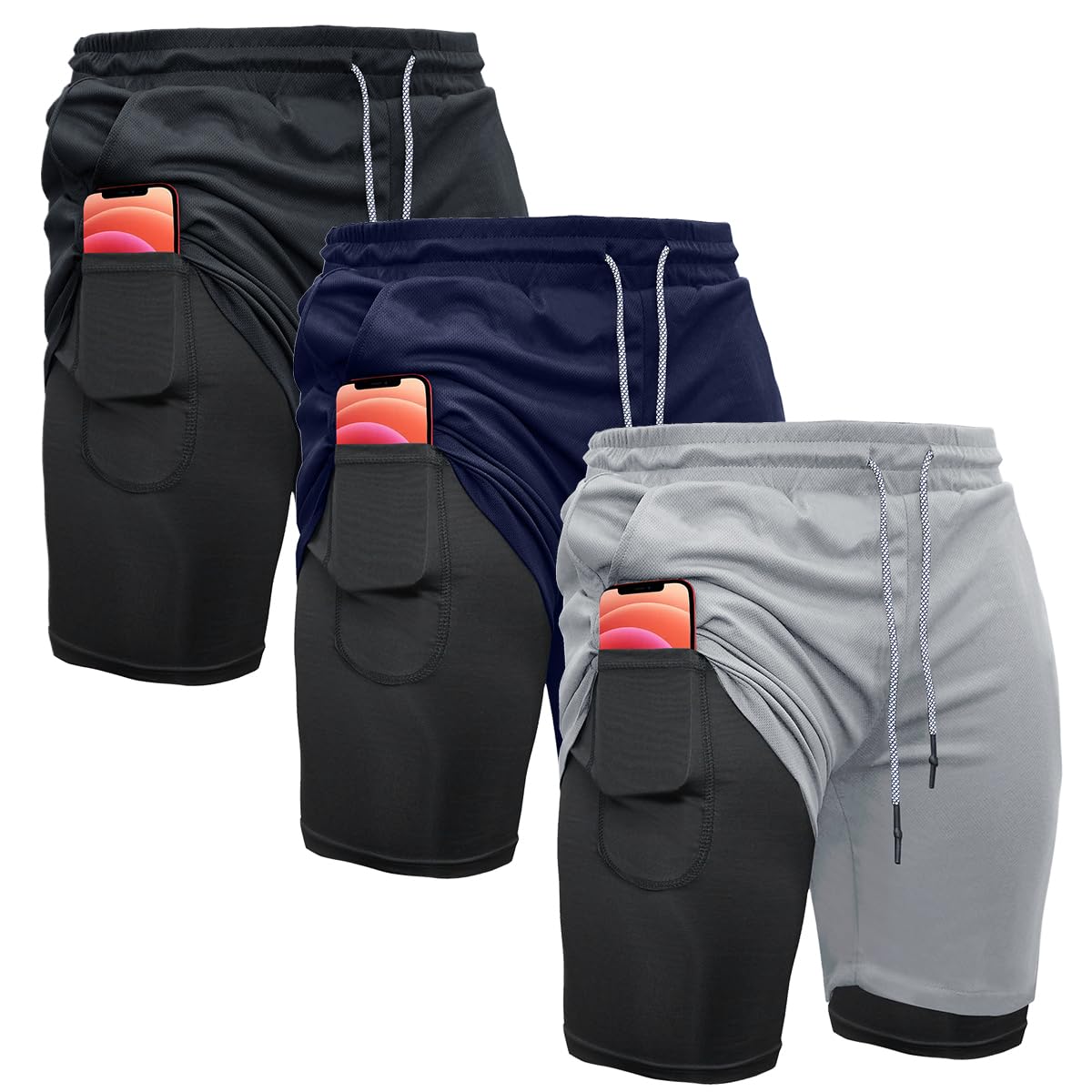 Men's 2-In-1 Athletic Running Shorts