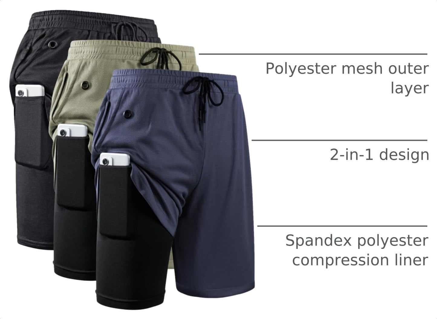 Men's 2-In-1 Compression Running Shorts