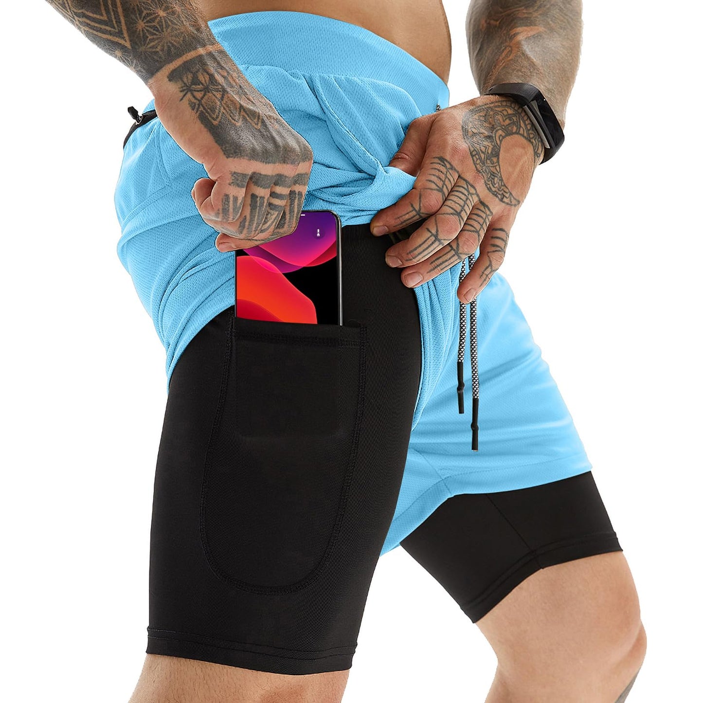 Men's 2-In-1 Athletic Running Shorts