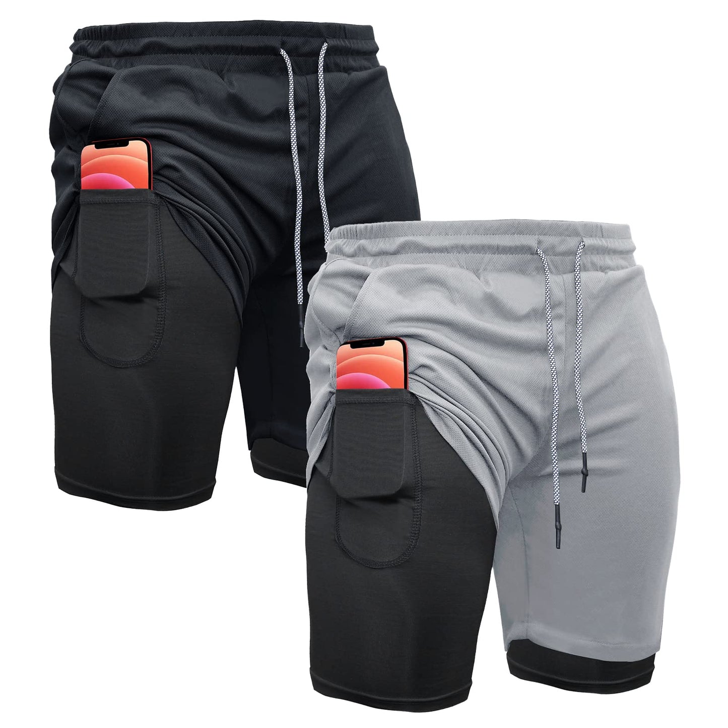 Men's 2-In-1 Athletic Running Shorts