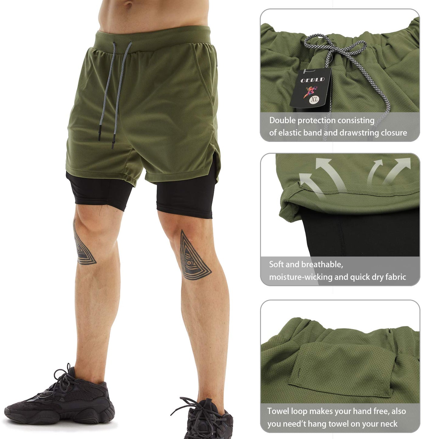 Men's 2-In-1 Athletic Running Shorts