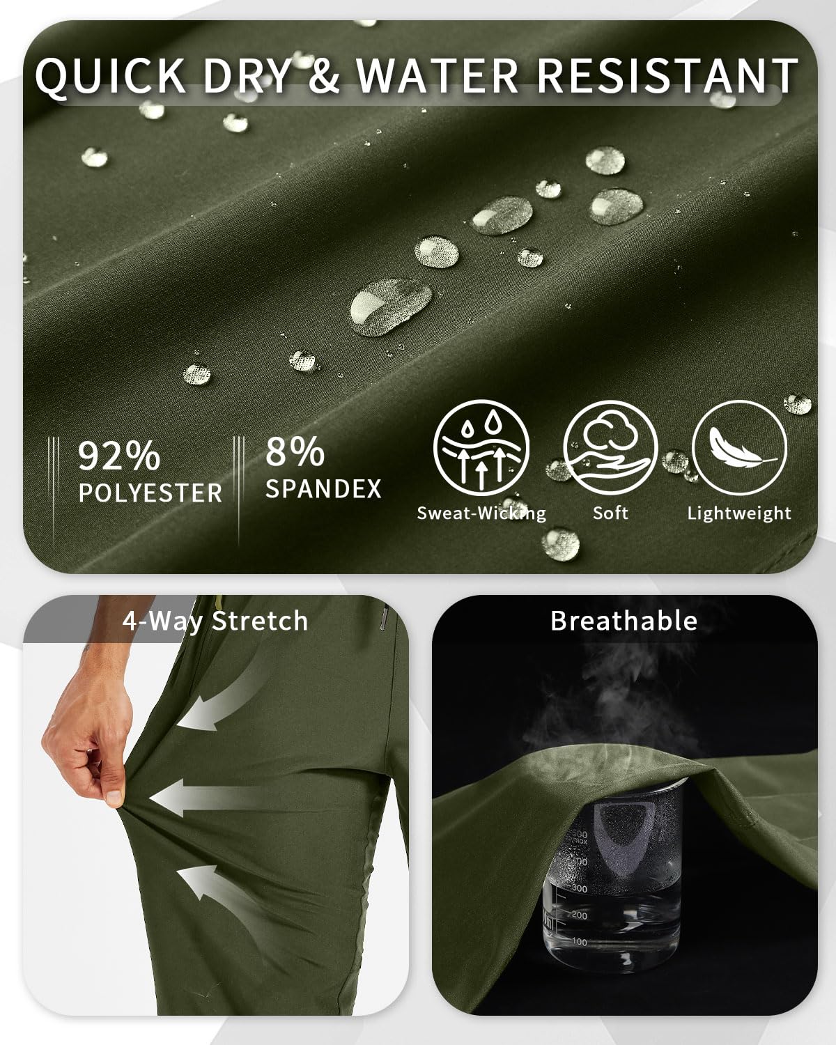 Men's Lightweight Quick-Dry Hiking Jogger Pants
