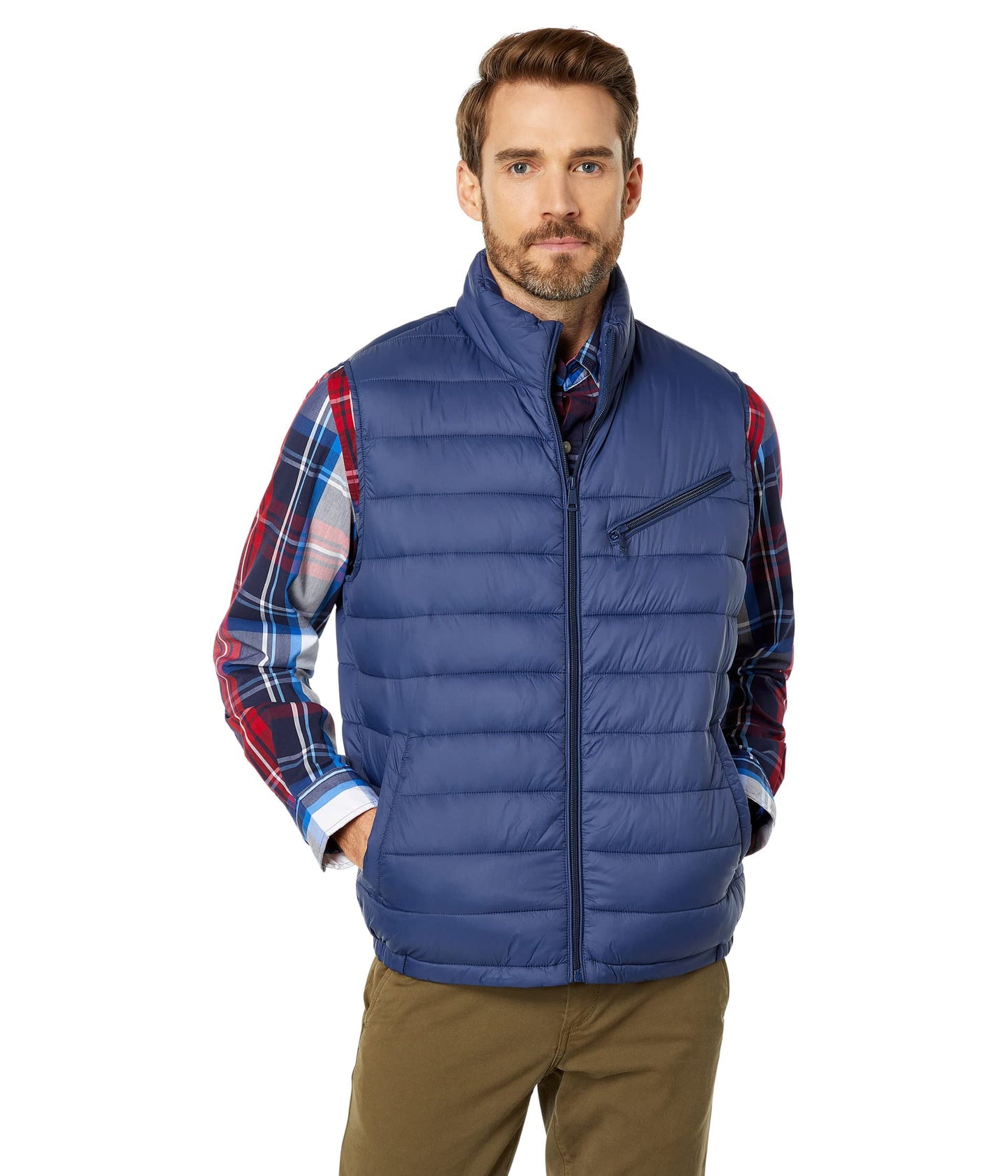 Cole Haan Men's Quilted Puffer Vest With Chest Zip Pocket