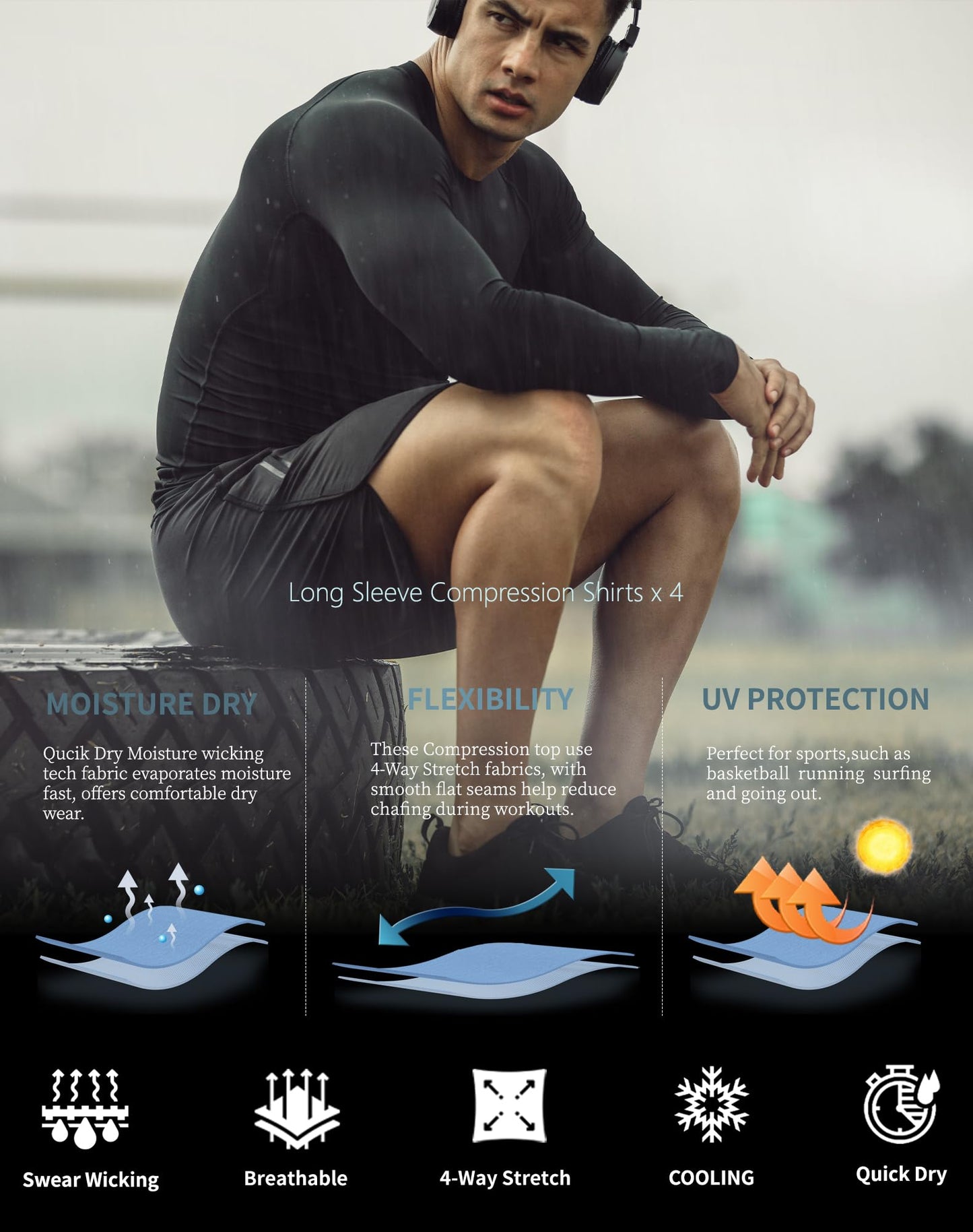 Men's Long Sleeve Compression Base Layer Shirt