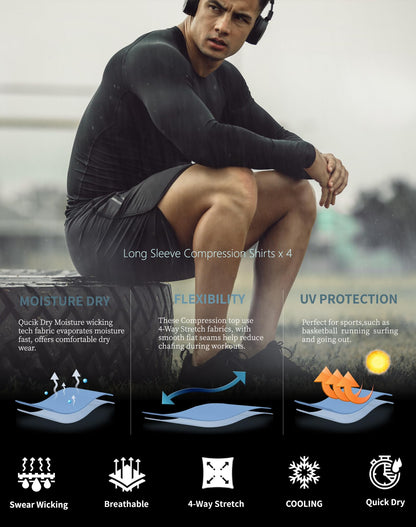 Men's Long Sleeve Compression Base Layer Shirt