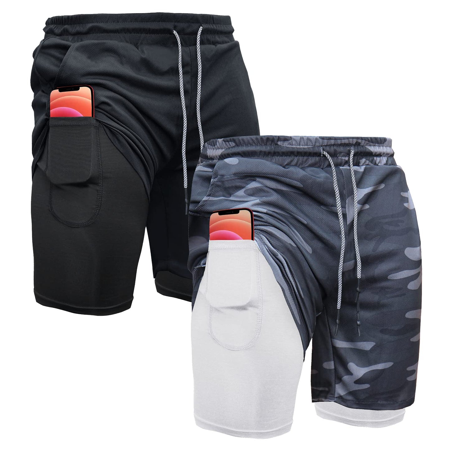 Men's 2-In-1 Athletic Running Shorts