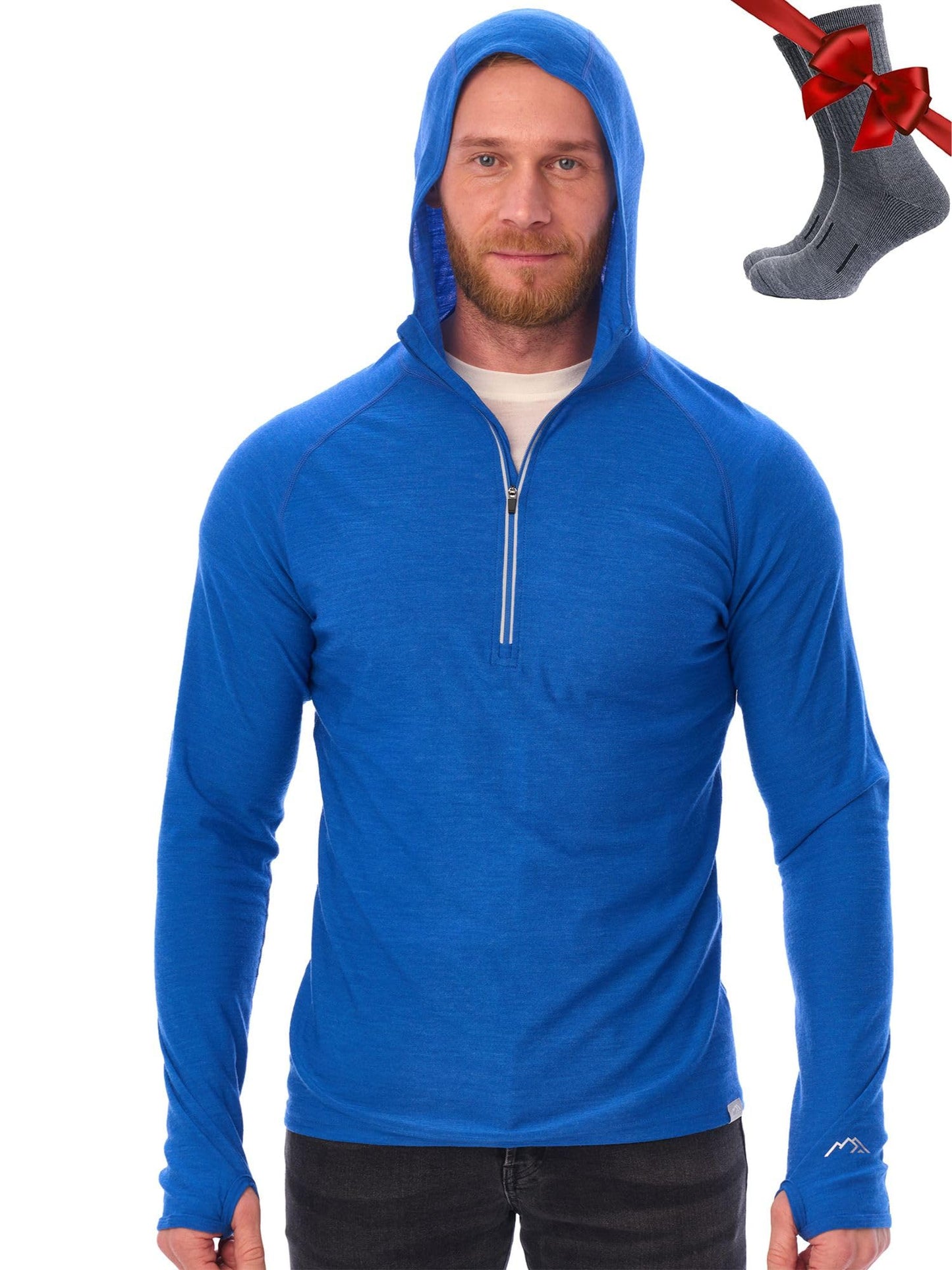 Men's Merino Wool Half Zip Thermal Hoodie