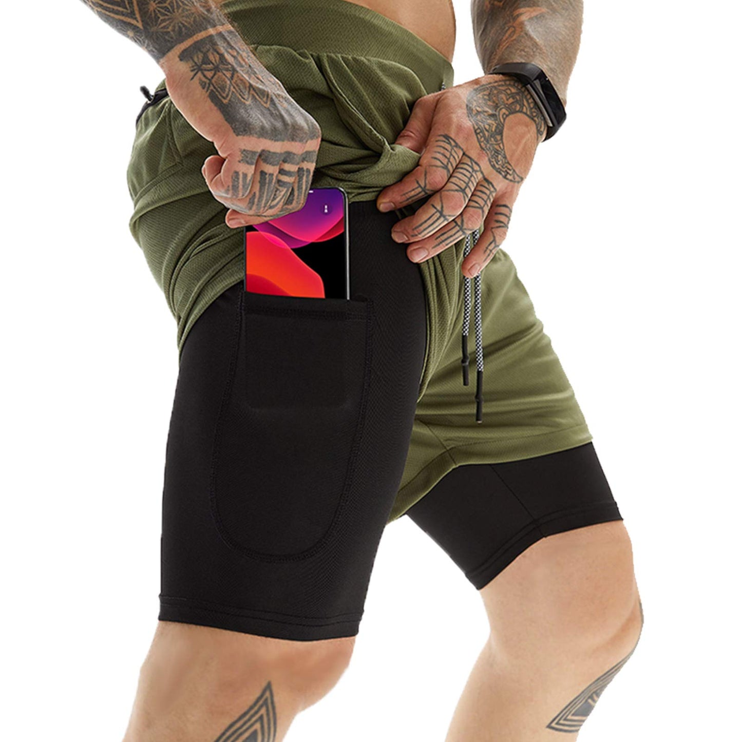 Men's 2-In-1 Athletic Running Shorts