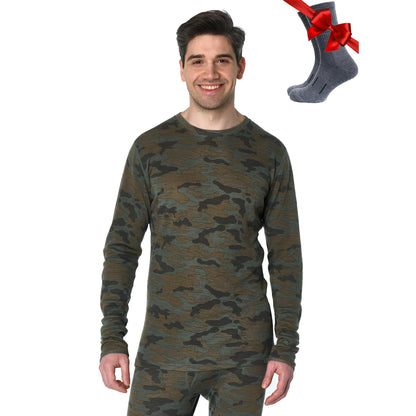 Men's Merino Wool Thermal Base Layer Shirt