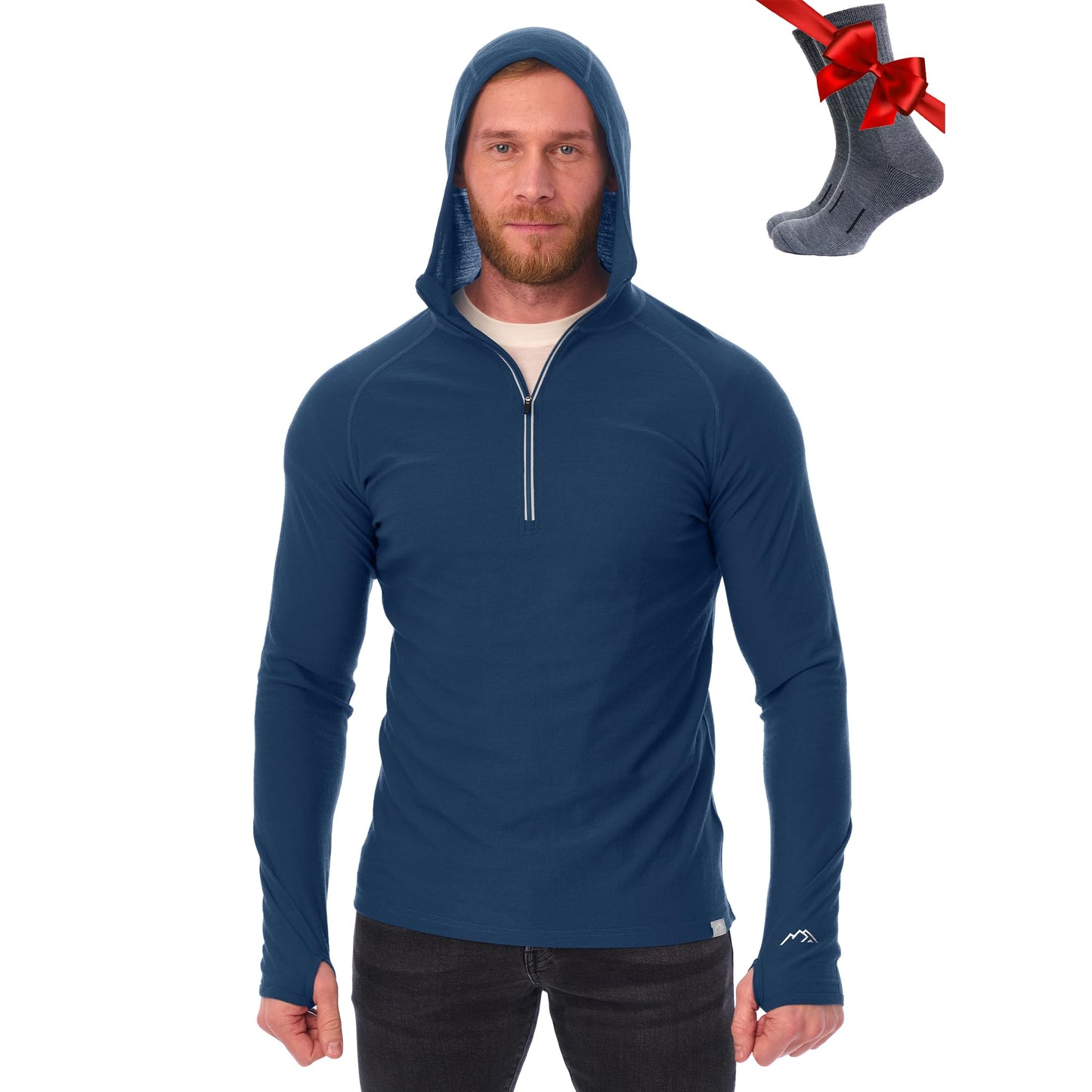 Men's Merino Wool Half Zip Thermal Hoodie