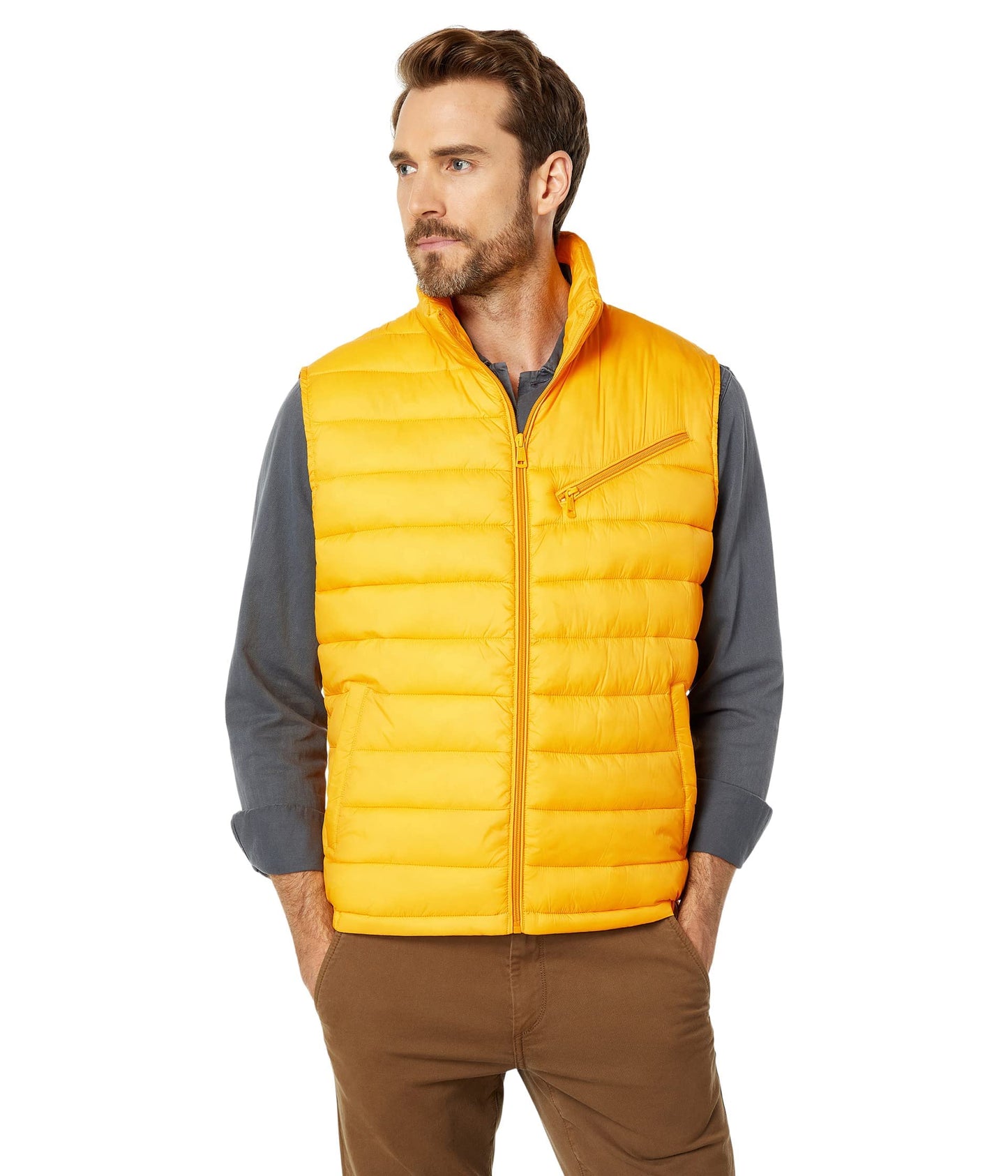 Cole Haan Men's Quilted Puffer Vest With Chest Zip Pocket