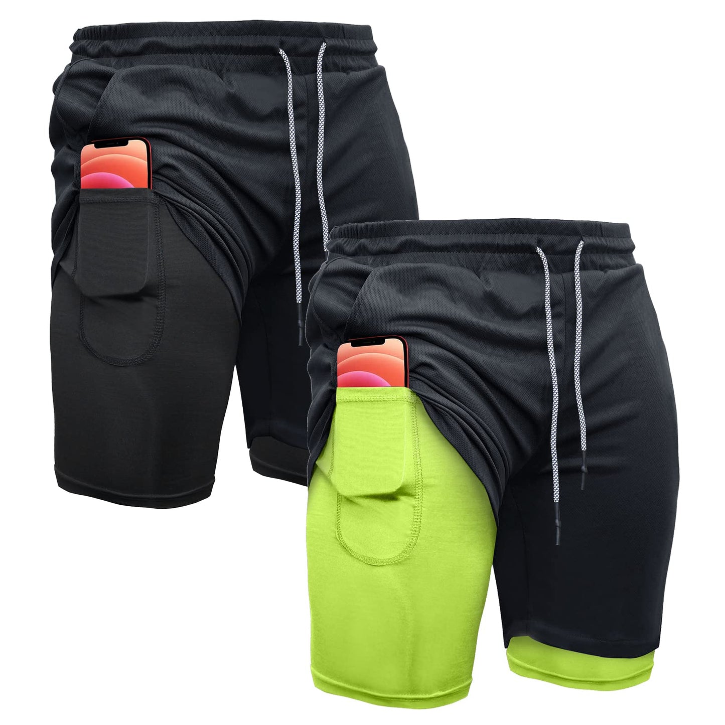 Men's 2-In-1 Athletic Running Shorts