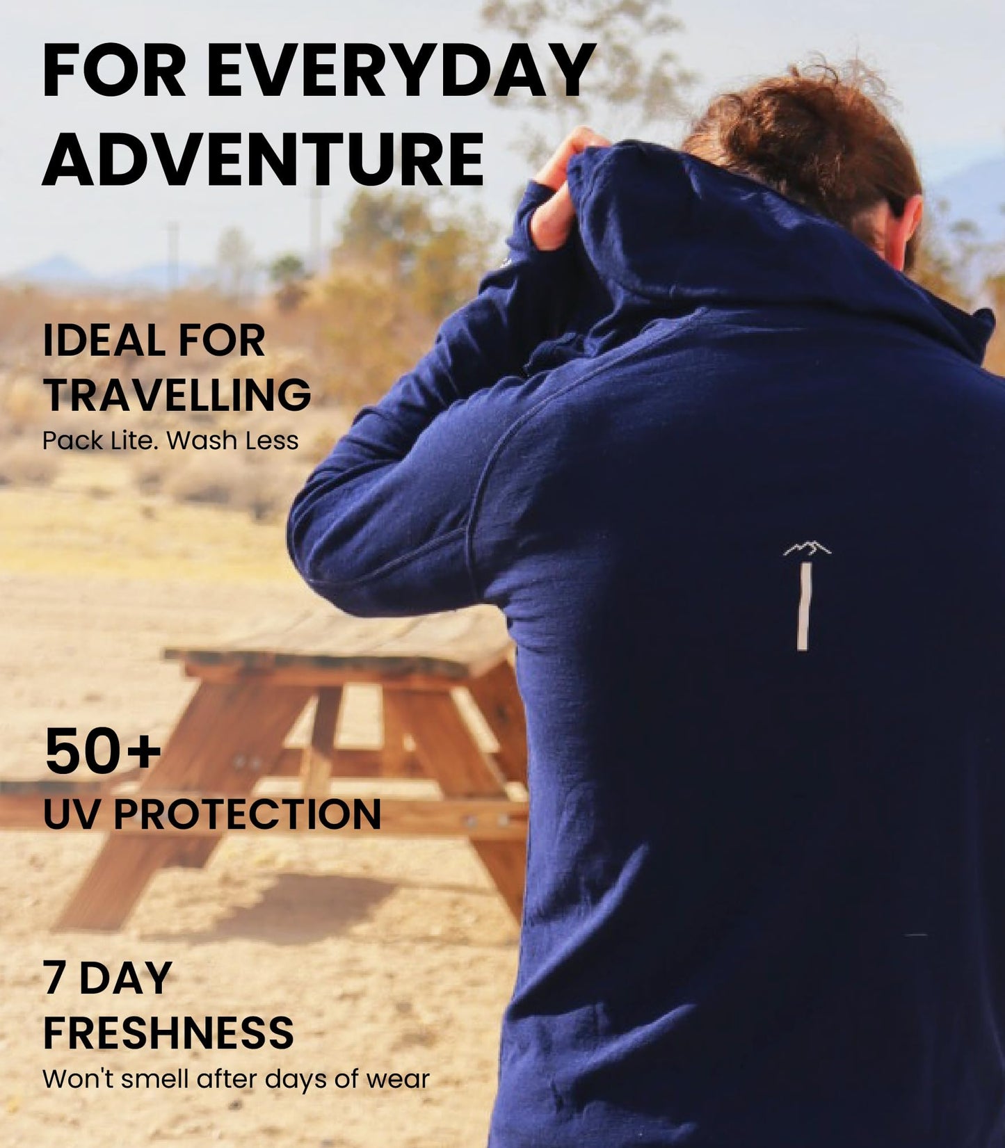Men's Merino Wool Half Zip Thermal Hoodie