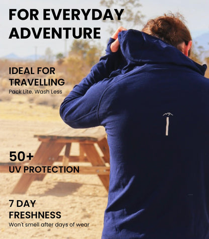 Men's Merino Wool Half Zip Thermal Hoodie