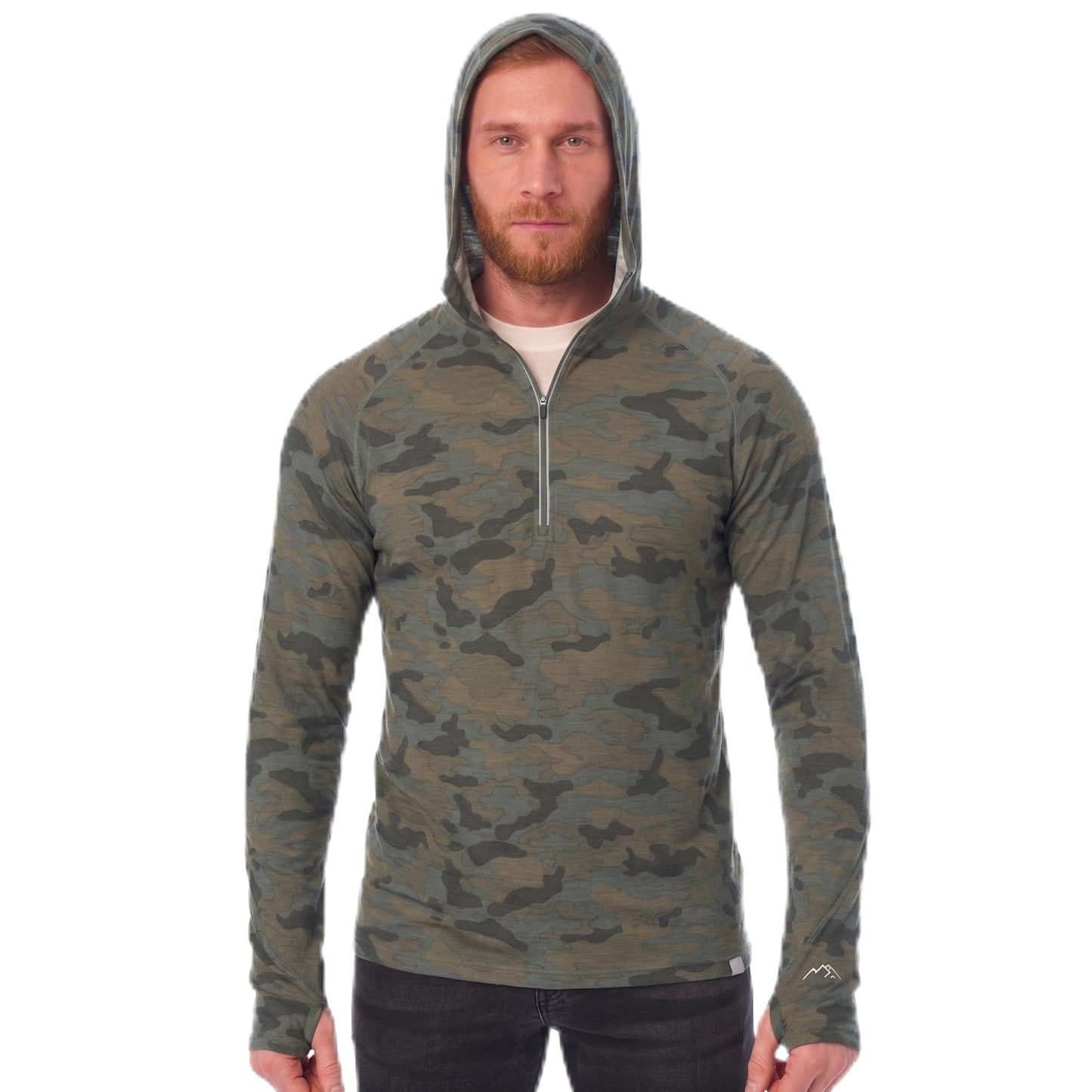 Men's Merino Wool Half Zip Thermal Hoodie