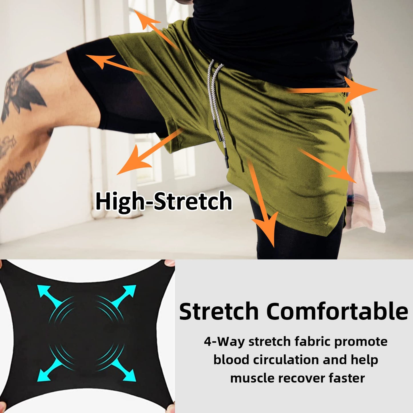 Men's 2-In-1 Athletic Running Shorts