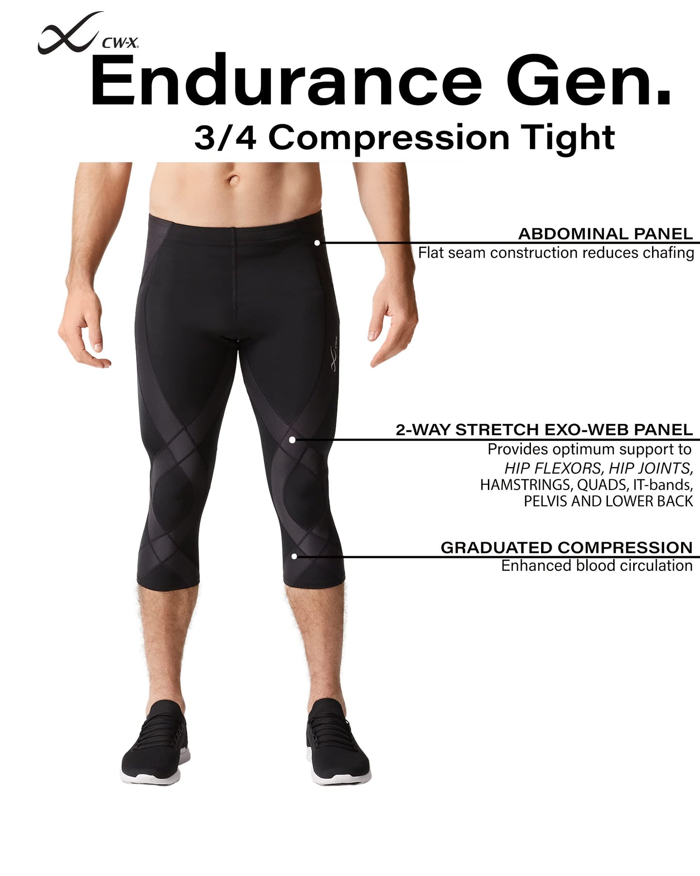 Men's 3/4 Compression Support Tights