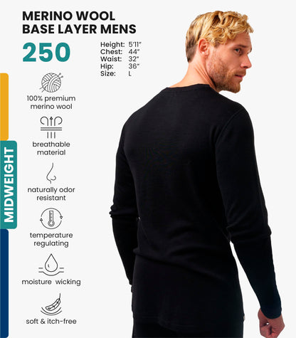 Men's Merino Wool Thermal Base Layer Shirt