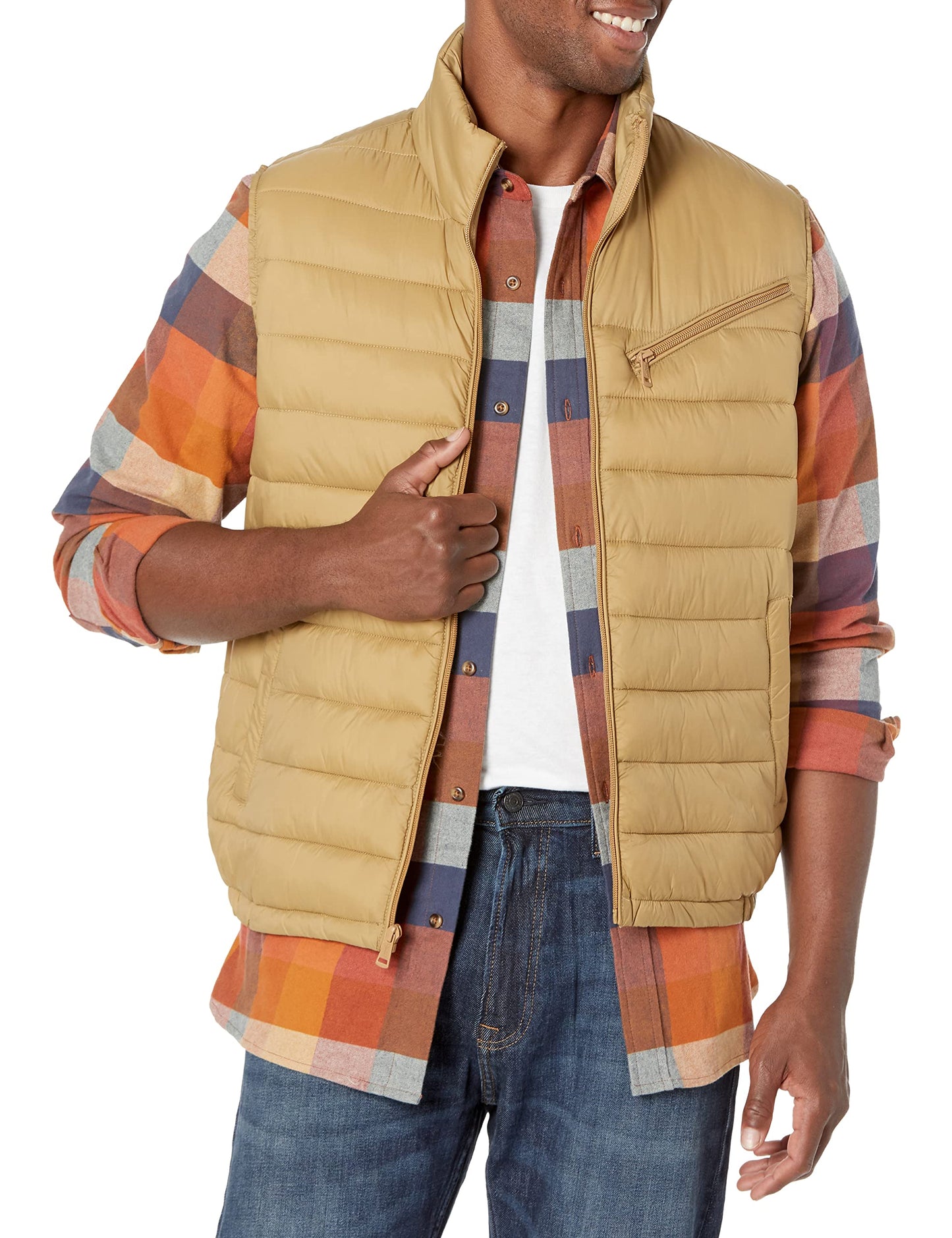 Cole Haan Men's Quilted Puffer Vest With Chest Zip Pocket
