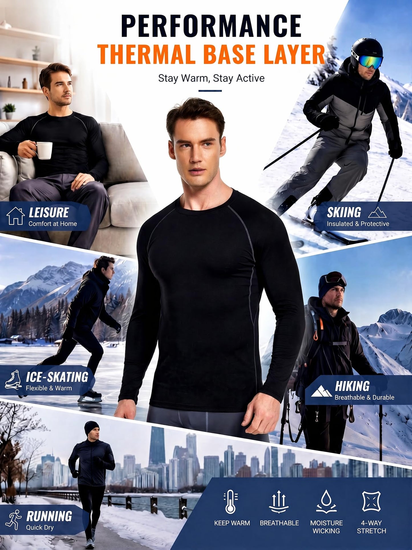 Men's Fleece Lined Thermal Compression Shirt