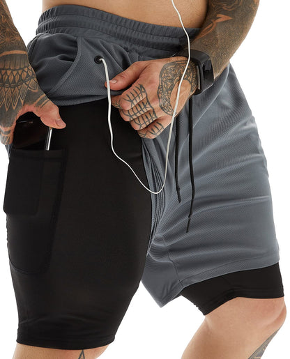 Men's 2-In-1 Compression Running Shorts