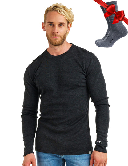 Men's Merino Wool Thermal Base Layer Shirt