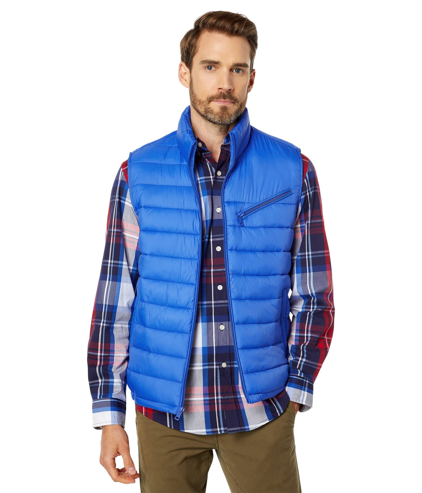 Cole Haan Men's Quilted Puffer Vest With Chest Zip Pocket