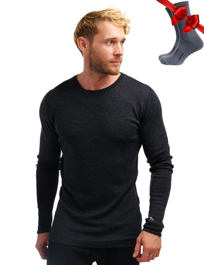 Men's Merino Wool Thermal Base Layer Shirt