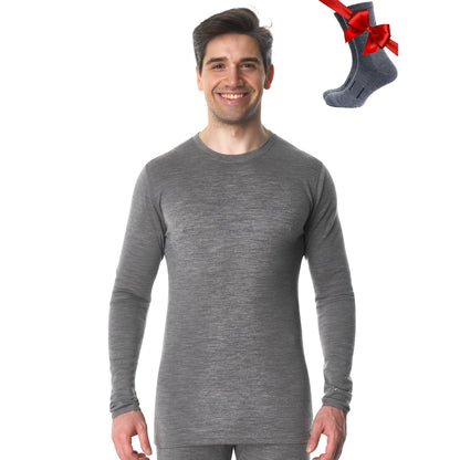 Men's Merino Wool Thermal Base Layer Shirt