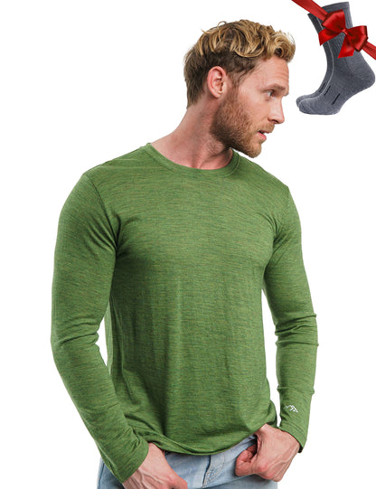 Men's Merino Wool Thermal Base Layer Shirt